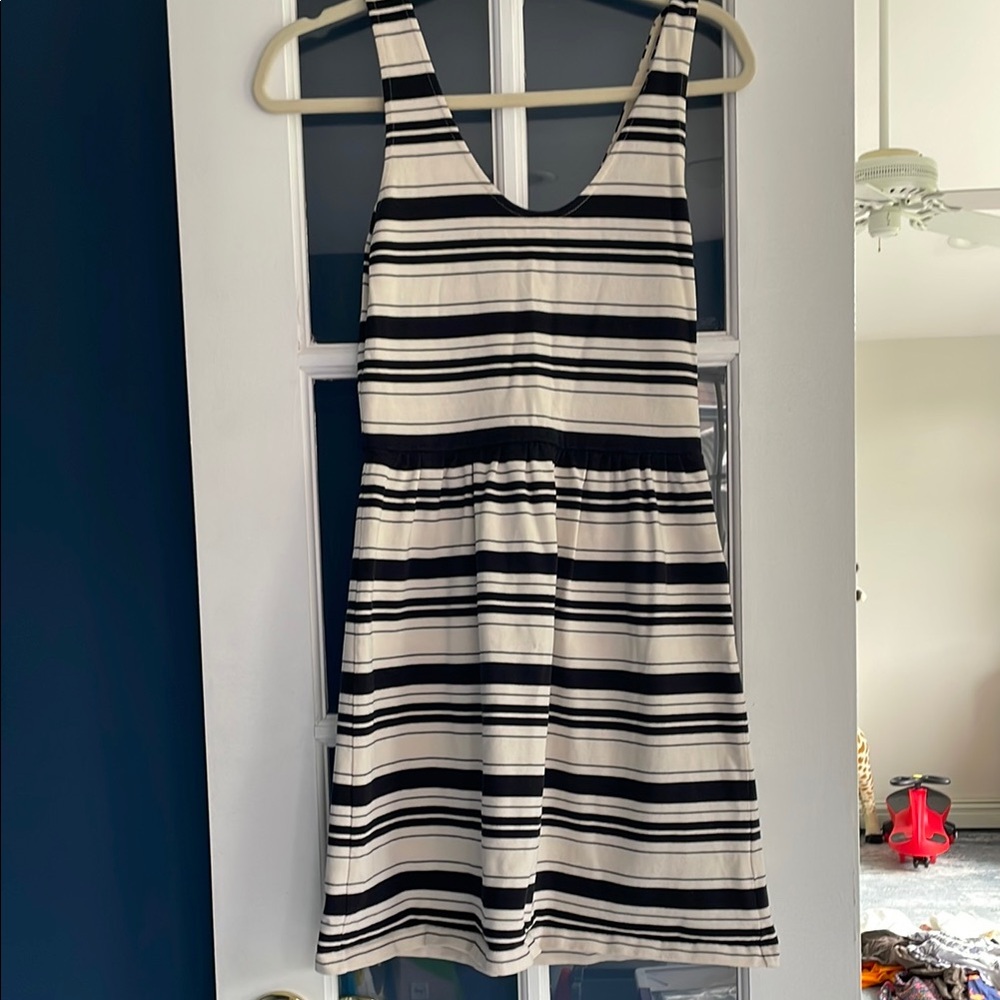 J. Crew Black and White Sleeveless Sundress